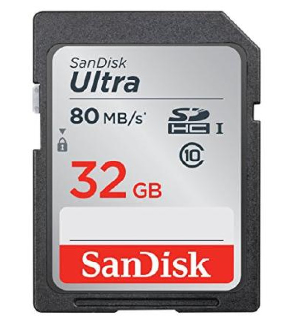 SanDisk 32GB Ultra Class 10 SDHC UHS-I Memory Card Up to 80MB, Grey/Black (SDSDUNC-032G-GN6IN)